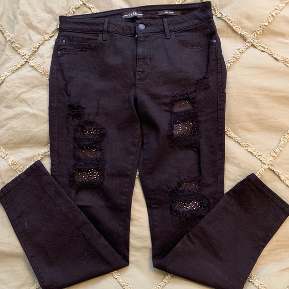 Guess Distressed Jewelled Black Jeans - Picture 8 of 8